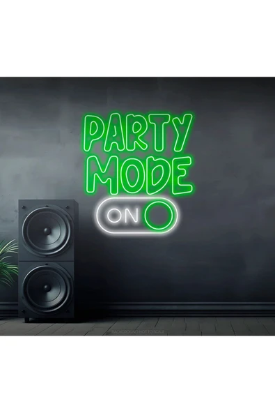 PARTY MODE ON Yazılı ve Şekilli Neon Tabela ürün görseli 1