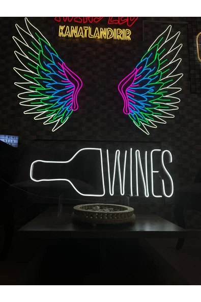 WINES Yazılı ve Şekilli Neon Tabela - Resim 2