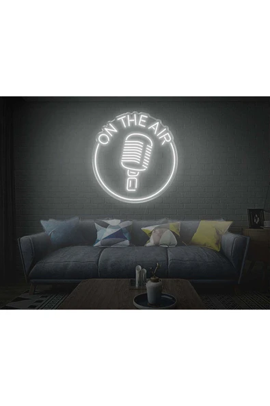 ON THE AIR Yazılı Mikrofon Figürlü Neon Tabela ürün görseli 1