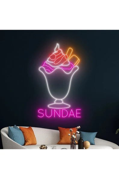 SUNDAE Yazılı ve Şekilli Neon Tabela ürün görseli 1