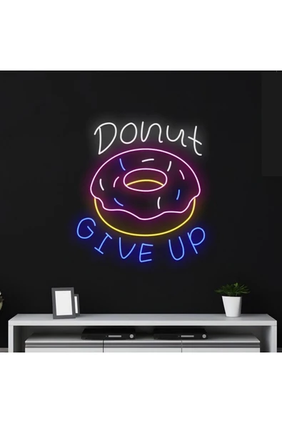 Donut GIVE UP Yazılı ve Şekilli Neon Tabela ürün görseli 1