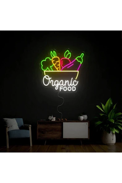 Organic FOOD Yazılı ve Şekilli Neon Tabela ürün görseli 1
