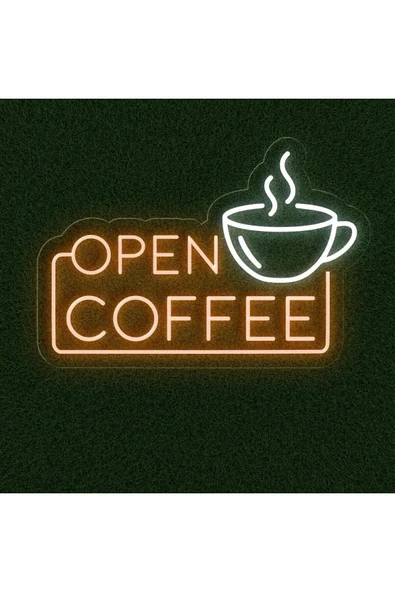 OPEN COFFEE Yazılı ve Şekilli Neon Tabela ürün görseli 1