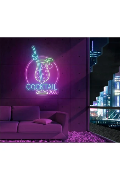 COCKTAIL bar Yazılı ve Şekilli Neon Tabela ürün görseli 1