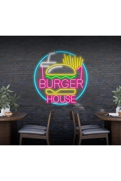 BURGER HOUSE Yazılı ve Şekilli Neon Tabela ürün görseli 1