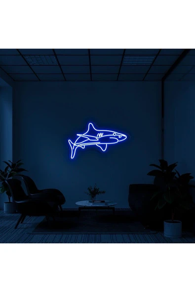 Köpek Balığı Figürlü Dekoratif Neon Tabela ürün görseli 1
