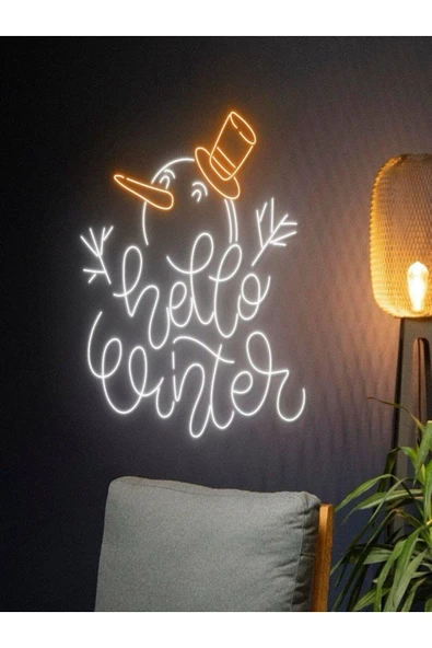 Kardan Adam Figürlü Hello Winter Neon Tabela ürün görseli 1