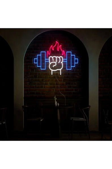 Ateşli Dambıl Şekilli Neon Tabela ürün görseli 1