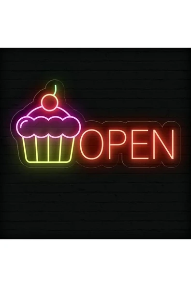 OPEN Yazılı ve Şekilli Neon Tabela ürün görseli 1