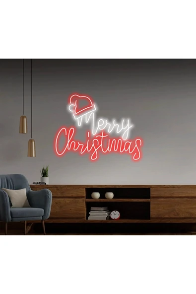 Merry Christmas Yazılı ve Şekilli Neon Tabela ürün görseli 1