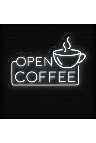 OPEN COFFEE Yazılı ve Şekilli Neon Tabela ürün görseli 1