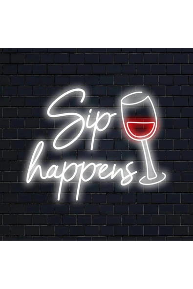 Sip happ*ens Yazılı ve Şekilli Neon Tabela ürün görseli 1