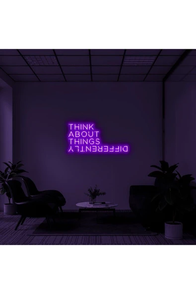 THINK ABOUT THINGS DIFFERENTLY Yazılı Neon Tabela ürün görseli 1