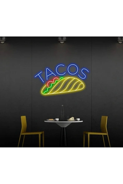 TACOS Yazılı ve Şekilli Neon Tabela ürün görseli 1