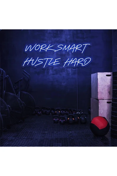 WORK SMART HUSTLE HARD Yazılı Neon Tabela ürün görseli 1