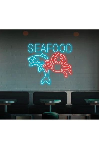 SEAFOOD Yazılı ve Şekilli Neon Tabela ürün görseli 1