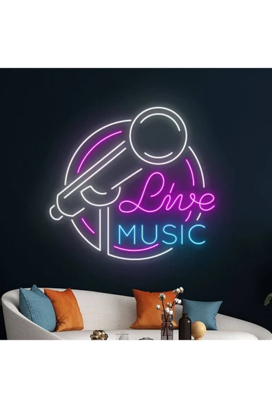 Live MUSIC Yazılı ve Şekilli Neon Tabela ürün görseli 1