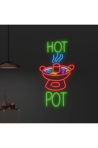 HOT POT Yazılı ve Şekilli Neon Tabela ürün görseli 1
