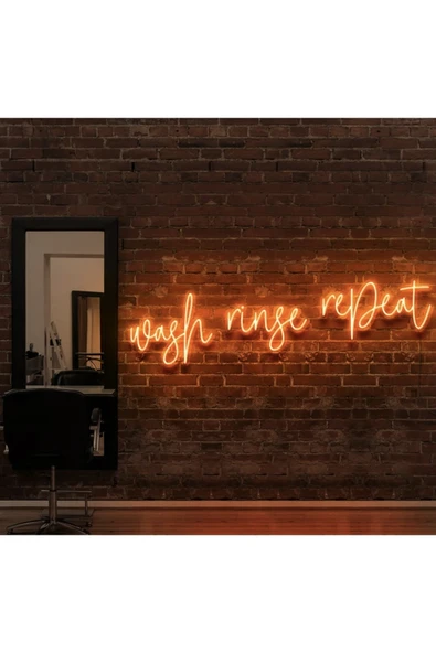 Wash Ringe Repeat Yazılı Neon Tabela ürün görseli 1