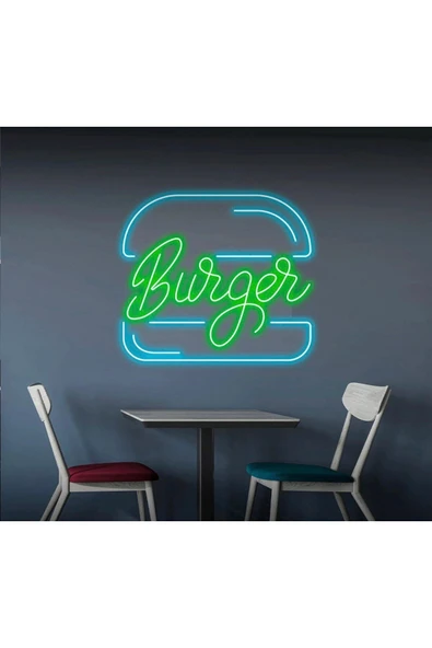 Burger Yazılı ve Şekilli Neon Tabela ürün görseli 1