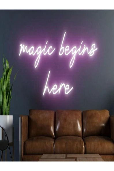 Magic Begins Here Yazılı Neon Tabela ürün görseli 1