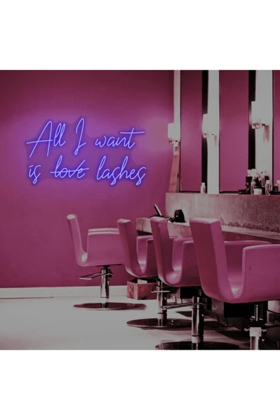 All I want is love lashes Yazılı Neon Tabela ürün görseli 1