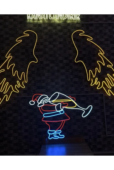 Noel Baba Figürlü Yılbaşı Temalı Neon Tabela - Resim 3