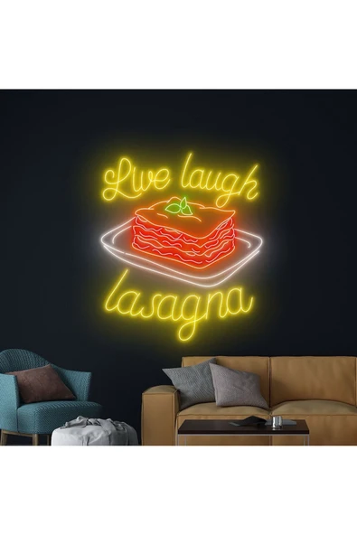 Live laugh lasagna Yazılı ve Şekilli Neon Tabela ürün görseli 1