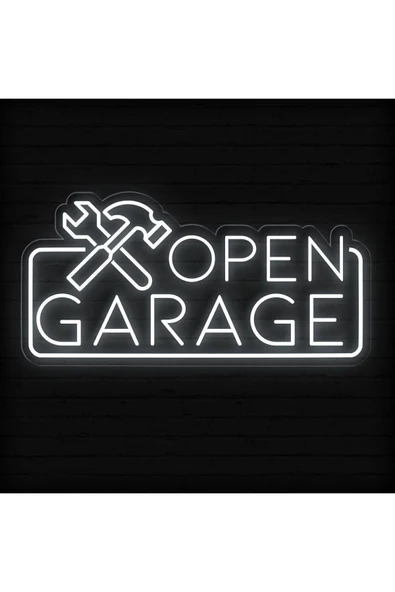 OPEN GARAGE Yazılı ve Şekilli Neon Tabela ürün görseli 1