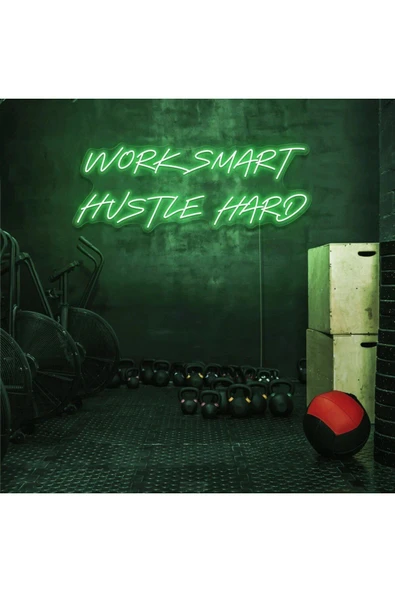 WORK SMART HUSTLE HARD Yazılı Neon Tabela ürün görseli 1