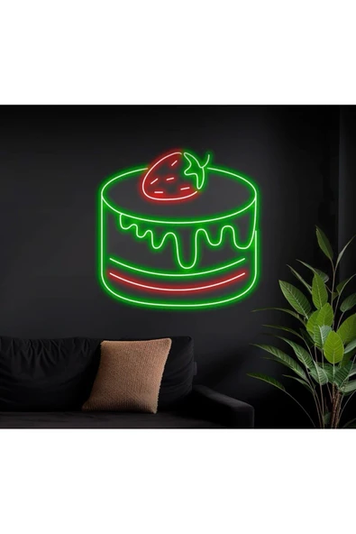 Çilekli Pasta Figürlü Neon Tabela ürün görseli 1