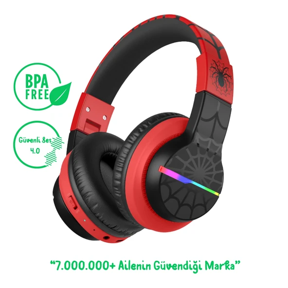 iClever BTH12 Çocuk Bluetooth Kulaklık -Siyah & Kırmızı ürün görseli 1