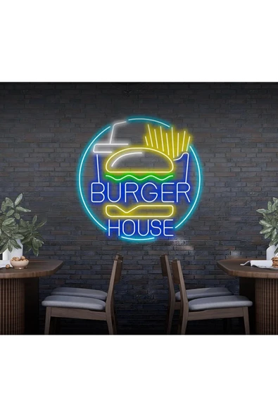 BURGER HOUSE Yazılı ve Şekilli Neon Tabela ürün görseli 1