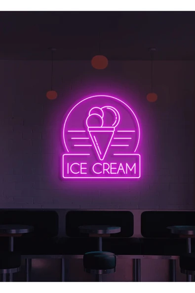 ICE CREAM Yazılı ve Şekilli Neon Tabela ürün görseli 1