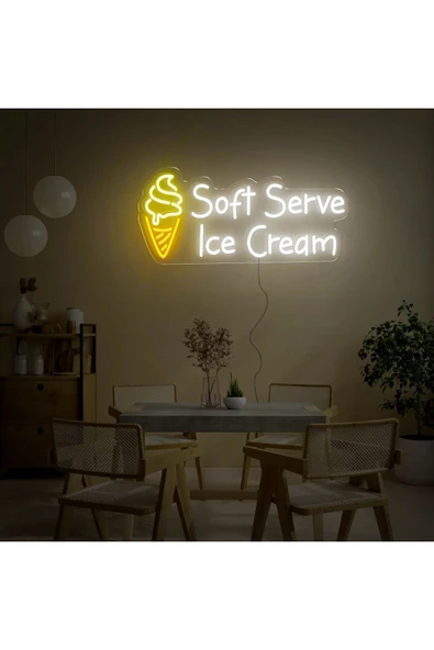 Soft Serve Ice Cream Yazılı ve Şekilli Neon Tabela ürün görseli 1