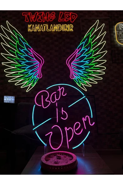 Bar is Open Yazılı Neon Tabela - Resim 2