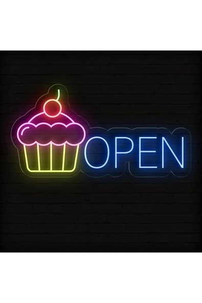 OPEN Yazılı ve Şekilli Neon Tabela ürün görseli 1
