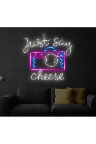 just say cheese Yazılı ve Şekilli Neon Tabela ürün görseli 1