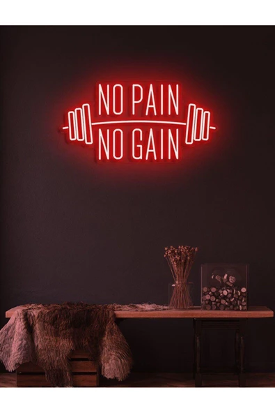 NO PAIN NO GAIN Yazılı ve Şekilli Neon Tabela ürün görseli 1