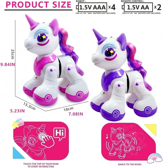 Kumandalı Romantic Marry Sevimli Oyuncak Unicorn Robot - Resim 9