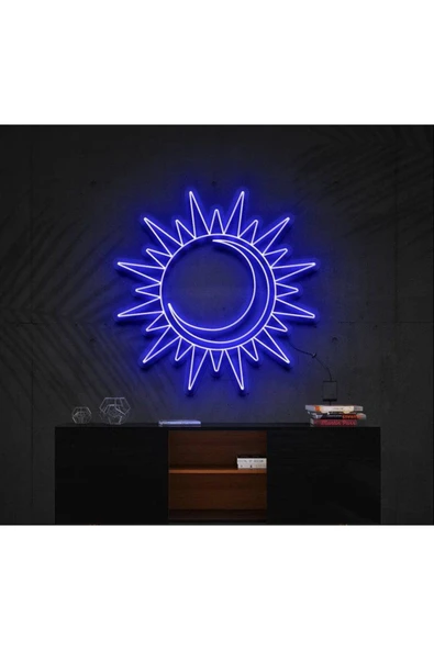 Güneş ve Ay Figürlü Dekoratif Neon Tabela ürün görseli 1