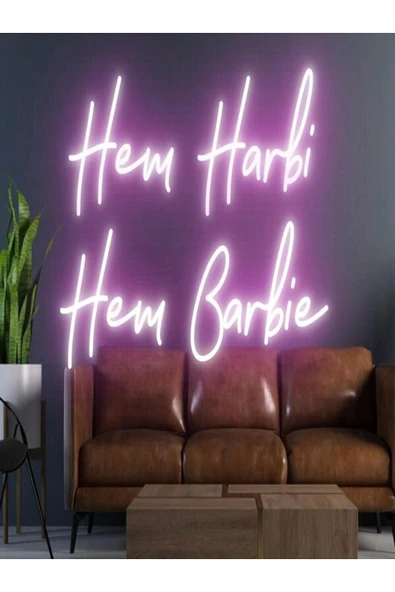 Hem Harbi Hem Barbie Yazılı Neon Tabela ürün görseli 1