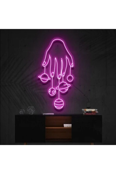 El Gezegenler Galaksi Figürlü Dekoratif Neon Tabela ürün görseli 1