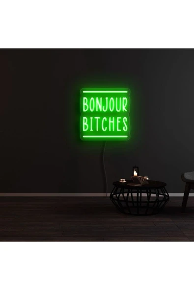 BONJOUR BITCHES Yazılı Neon Tabela ürün görseli 1