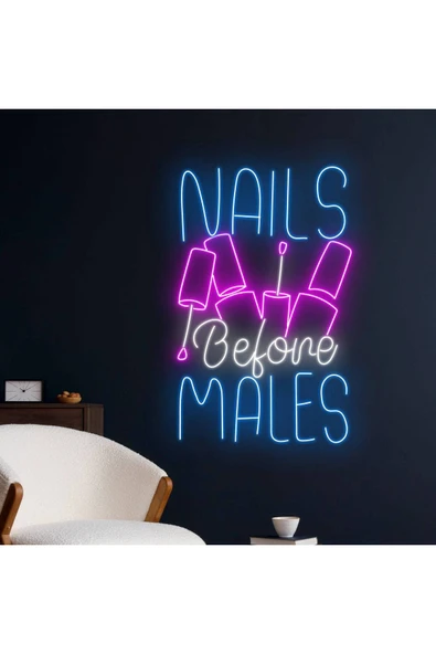 NAILS Before MALES Yazılı ve Şekilli Neon Tabela - Resim 2