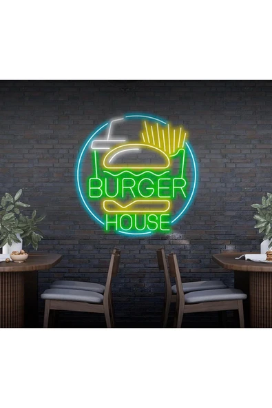 BURGER HOUSE Yazılı ve Şekilli Neon Tabela ürün görseli 1