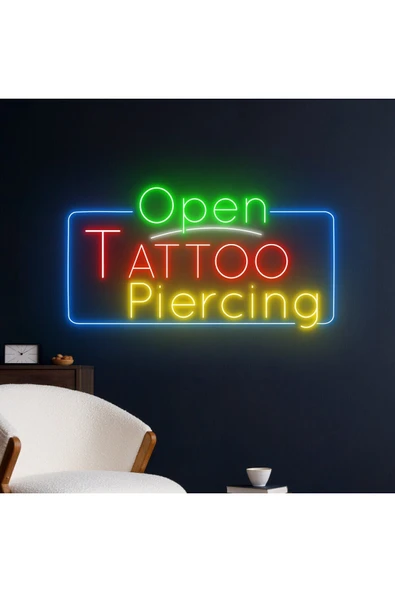 Open TATTOO Piercing Yazılı Neon Tabela - Resim 2