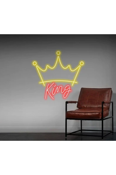 King Yazılı ve Şekilli Neon Tabela ürün görseli 1