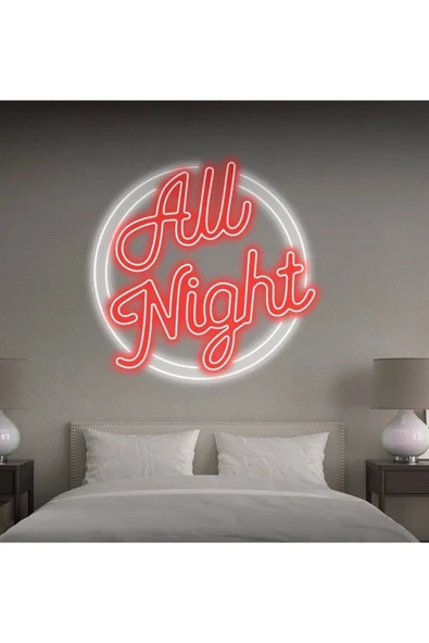 All Night Yazılı Neon Tabela ürün görseli 1