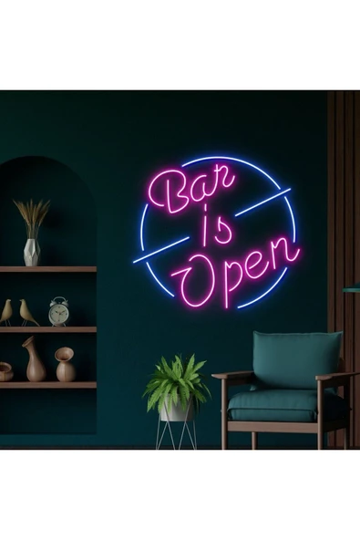 Bar is Open Yazılı Neon Tabela ürün görseli 1